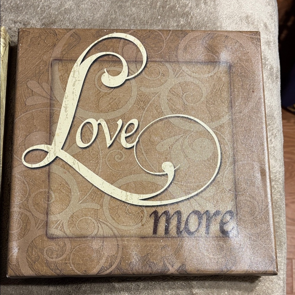 Brown Decorative Wall Art with 'Love More' Text
